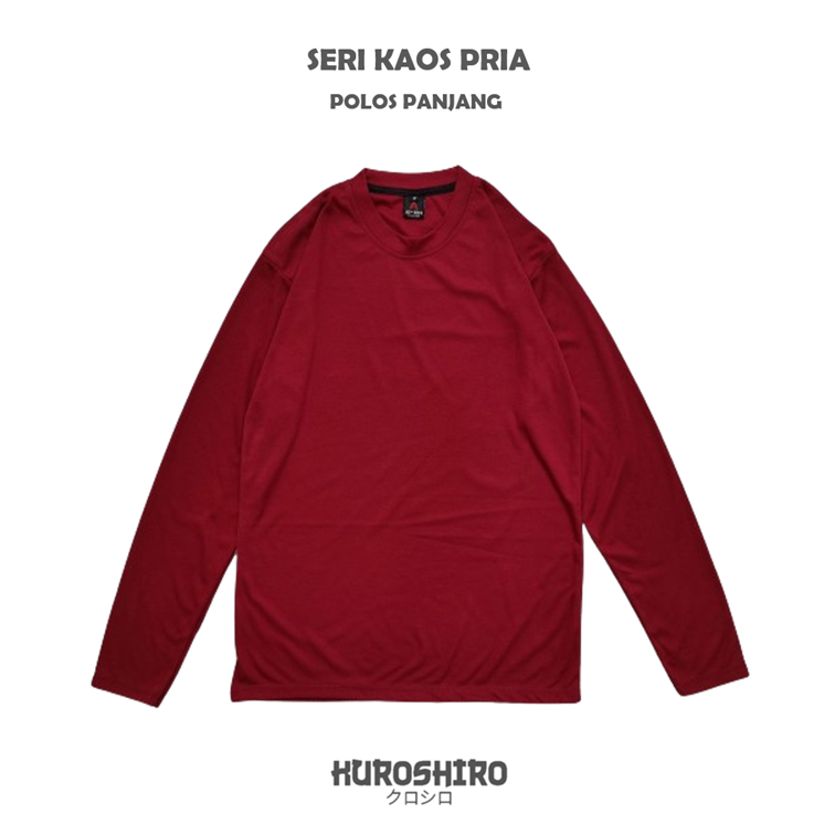 KUROSHIRO - Kaos Laki Laki Polos Panjang Baju Pria Dewasa-MAROON
