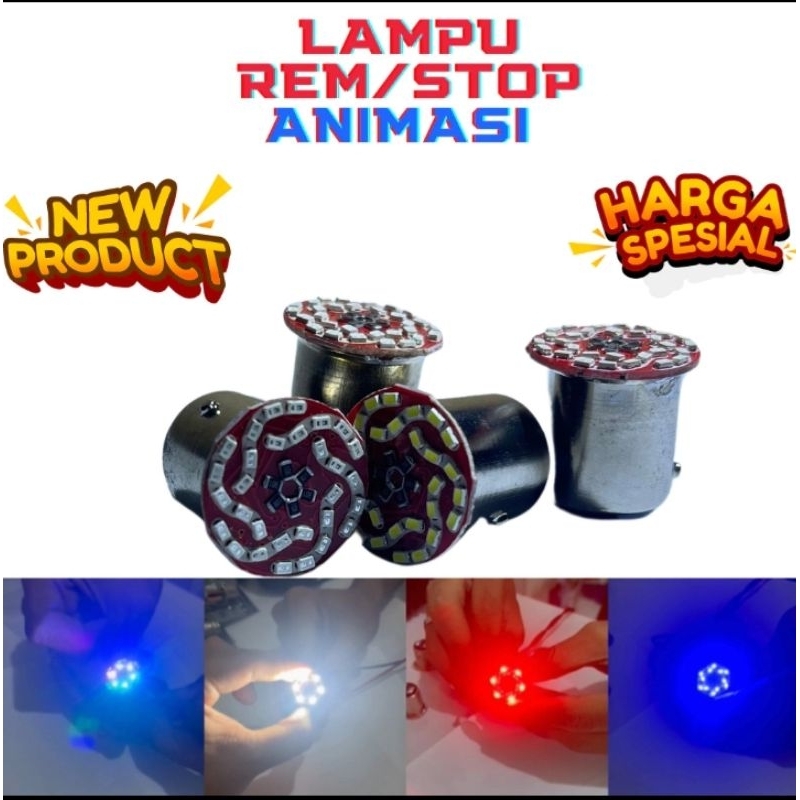 LAMPU STOP GEPENG BINTANG 30 MATA LED MOTOR BEBEK MATIC SPORT UNIVERSAL 12V DC 12 VOLT RUNNING KEDIP