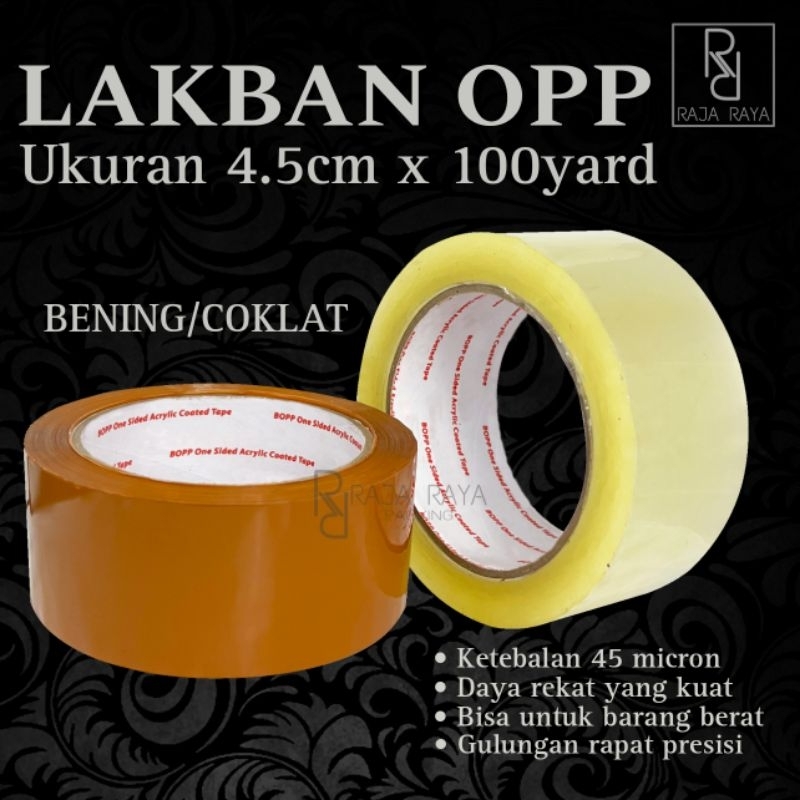 

[⚜️RR⚜️] LAKBAN BENING/COKLAT 4.5cm x 100yard UKURAN ASLI/LAKBAN OPP 2inch