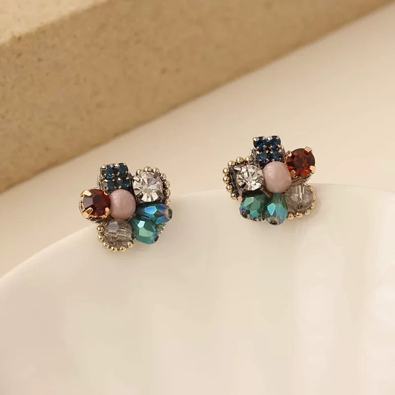 Moana Stud Earring (925 Stud Earring) / Anting Bunga Kecil warna Warni Mewah Unik simple Permata