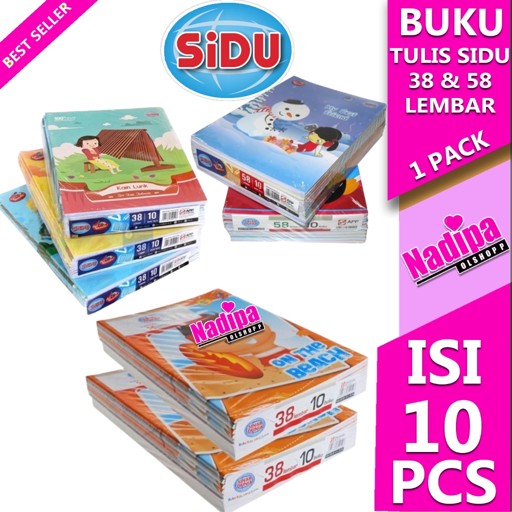 

BUKU TULIS SIDU 38/58 LEMBAR, 1 PACK ISI 10 NADIPA OLSHOPP