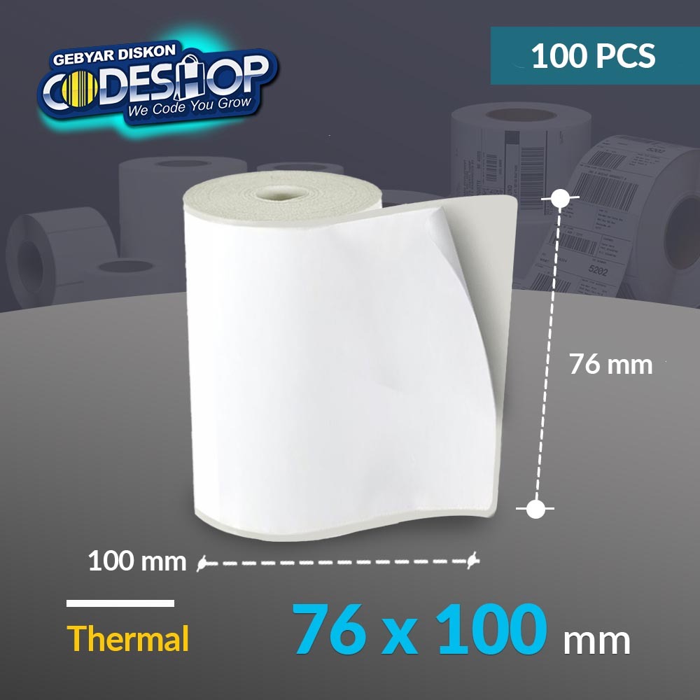 Codeshop Label Thermal 76 x 100 / 76x100 mm / 76x100mm 1 Line Stiker Printer Bluetooth 80mm