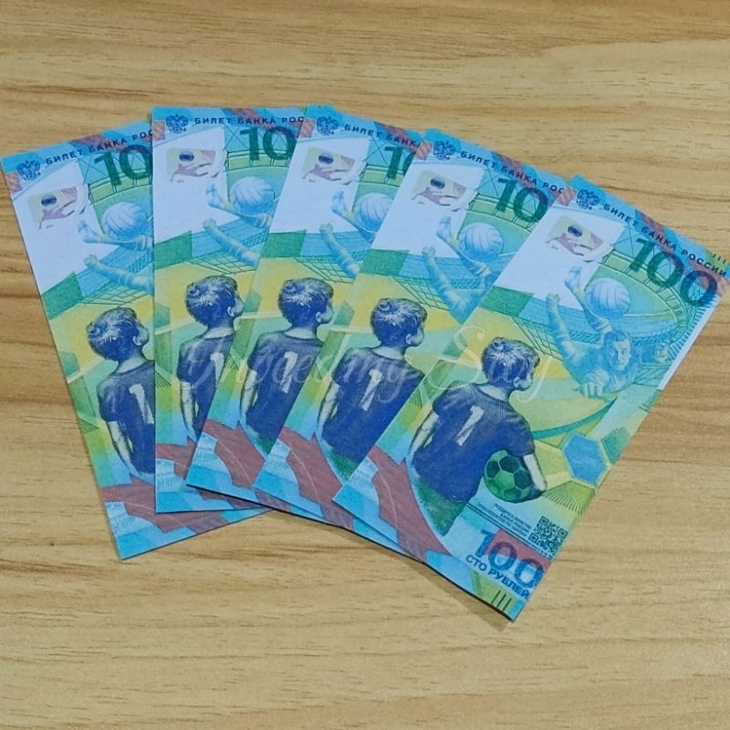 Replika Uang 100 Rubel Rusia Edisi Piala Dunia FIFA 2018 / Uang Mainan / Russia Rouble / Rubel Rusia