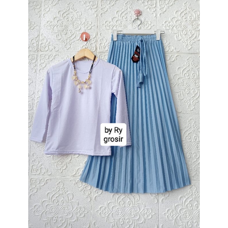 Setelan Anak Perempuan Kaos Panjang Rok Moscrepe
