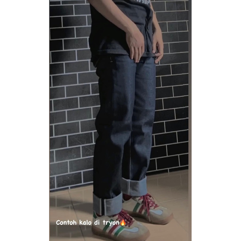 (New) Denim selvedge 16oz black indigo reguler fit size 28-33