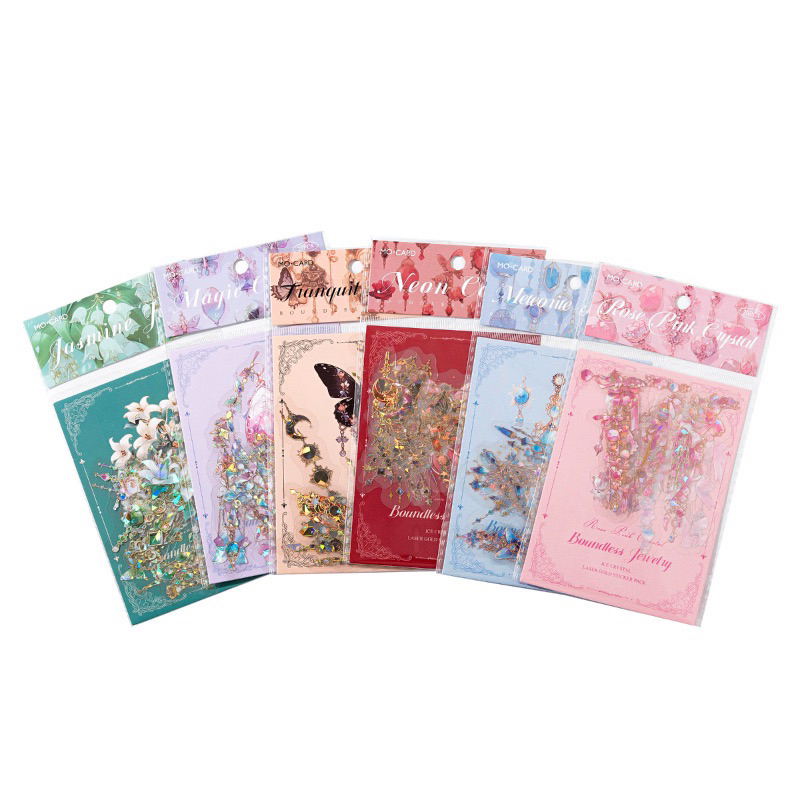 

(1CE) Sticker glitter hologram panjang motif bunga kupu kupu kristal