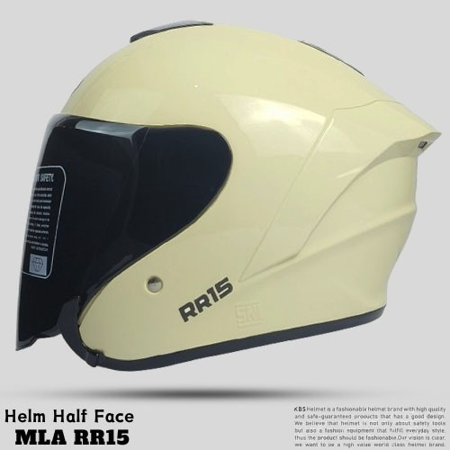 Helm Half Face NFJ RR15 /Cream KACA VISOR SMOKE / Helm Premium Untuk Pria Dan Wanita Dewasa SNI