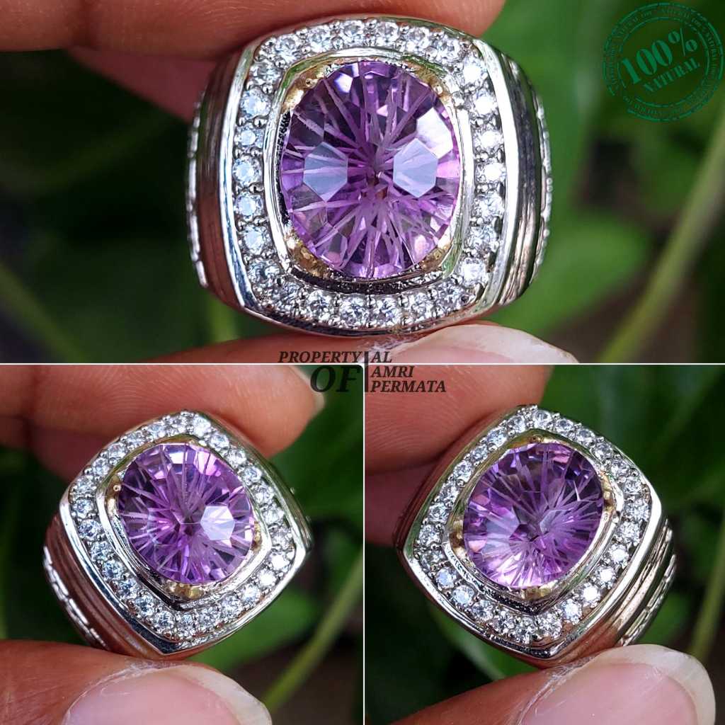 Cincin batu kecubung amethyst Natural kecubung amethyst quartz