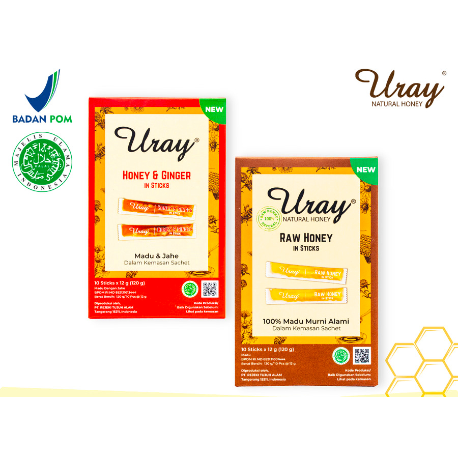 

MADU URAY SACHET - RAW HONEY/ HONEY & GINGER IN STICKS - NATURAL HONEY -ORIGINAL MURNI - MADU HUTAN