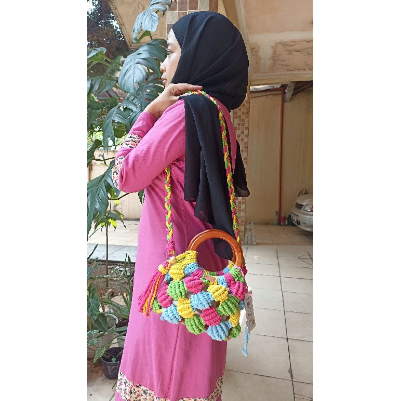 macrame bag, tas macrame, macrame hand bag, candy bag