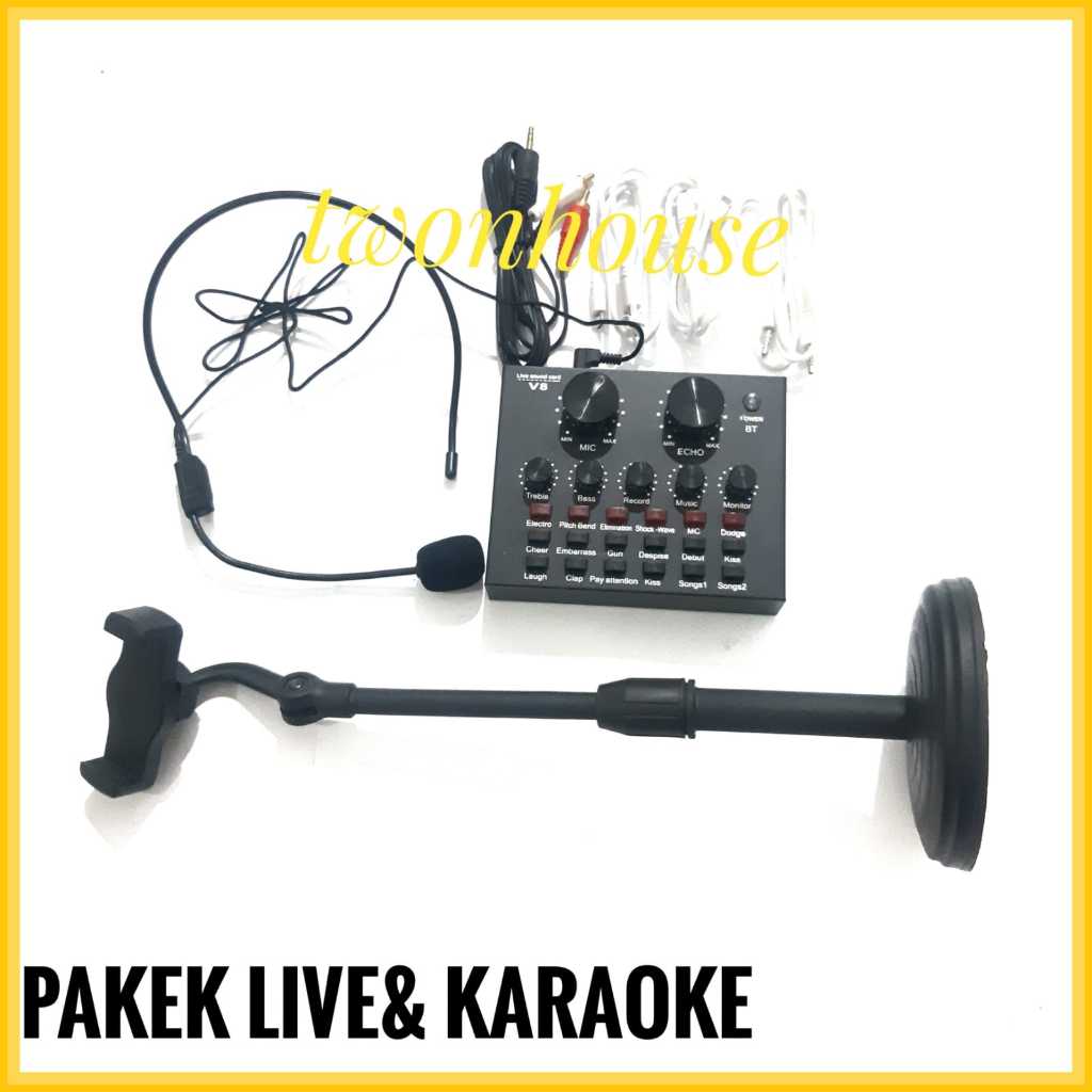 Mic Clip On Model Bando Microphone Kabel Rekaman Jack Audio 3.5mm paket live streaming soundcard v8 
