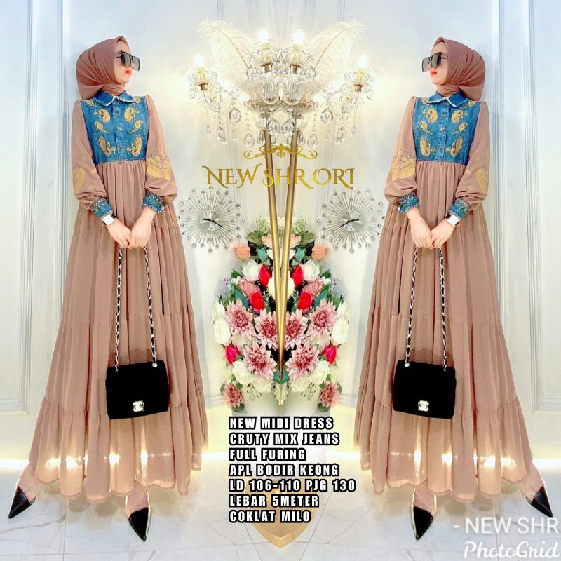 NEW SHR MIDI DRESS JEANS CERUTY FULL PURING ORI SHR100%