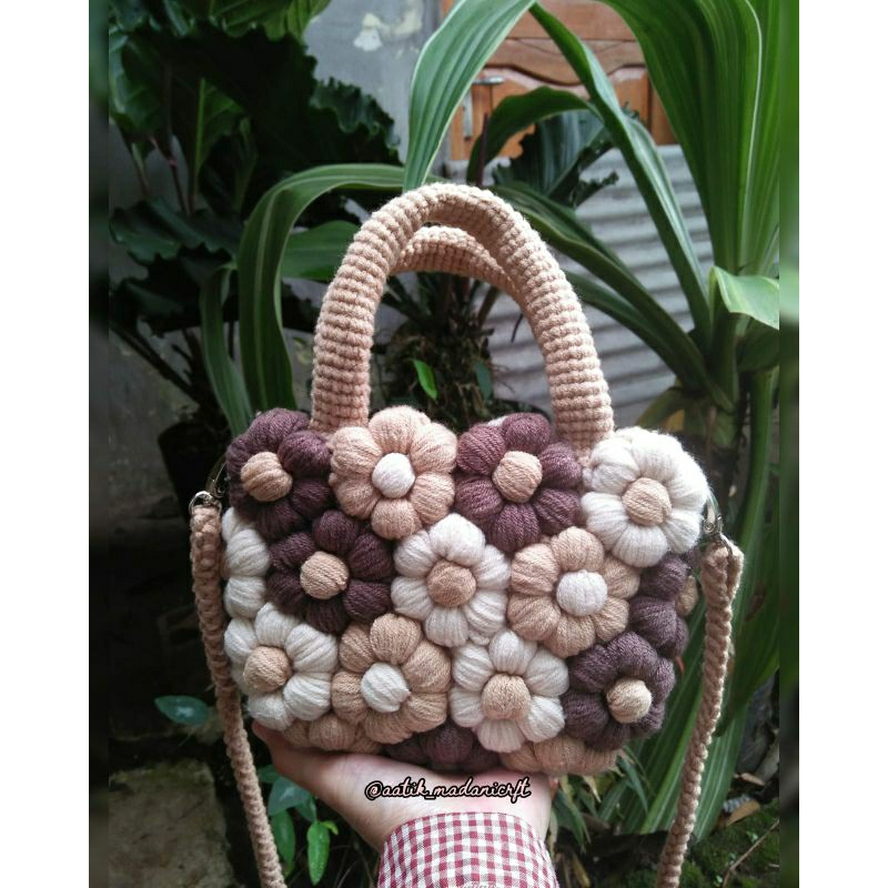 tas Rajut bunga puff/crochet bag