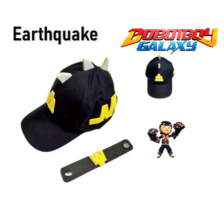 (Bisa COD) Topi Boboiboy Gempa Boboiboy Tanah Gratis gelang