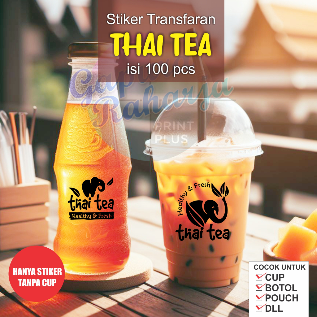 

Stiker Transfaran Kemasan Label Thai Tea isi 100