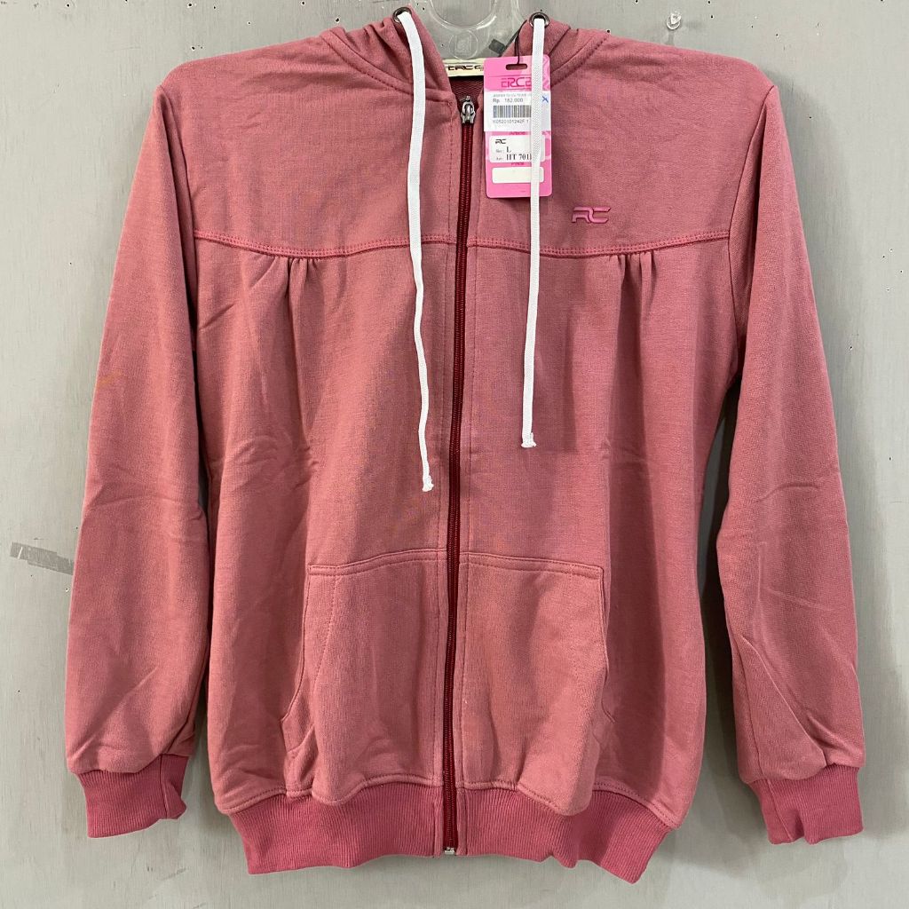JAKET HOODIE WANITA ERCE PINK 701RB LENGAN PANJANG