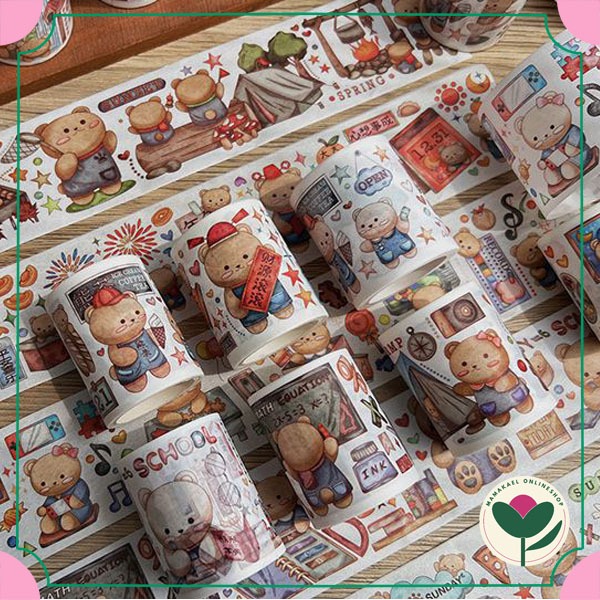 

Sticker roll bear lucu cute paper sticker washi masking tape gambar beruang kawai aesthetic MK1447