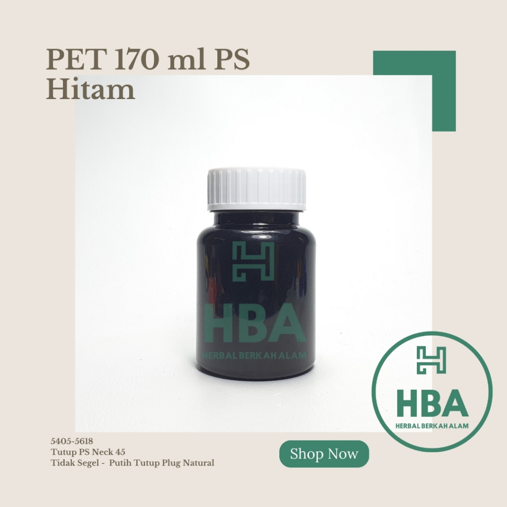 Botol Obat 170 ml Hitam Tutup Putih Gerigi Besar / Botol Obat / Botol Plastik / Botol Kosong / Botol