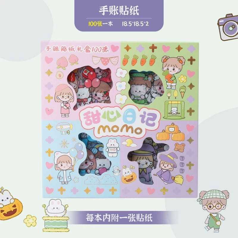 

STICKER MOMO 100PCS 4WARNA / Sticker MOMO 4 warna 1 set / Sticker momo Rainbow / Sticker set Sanrio