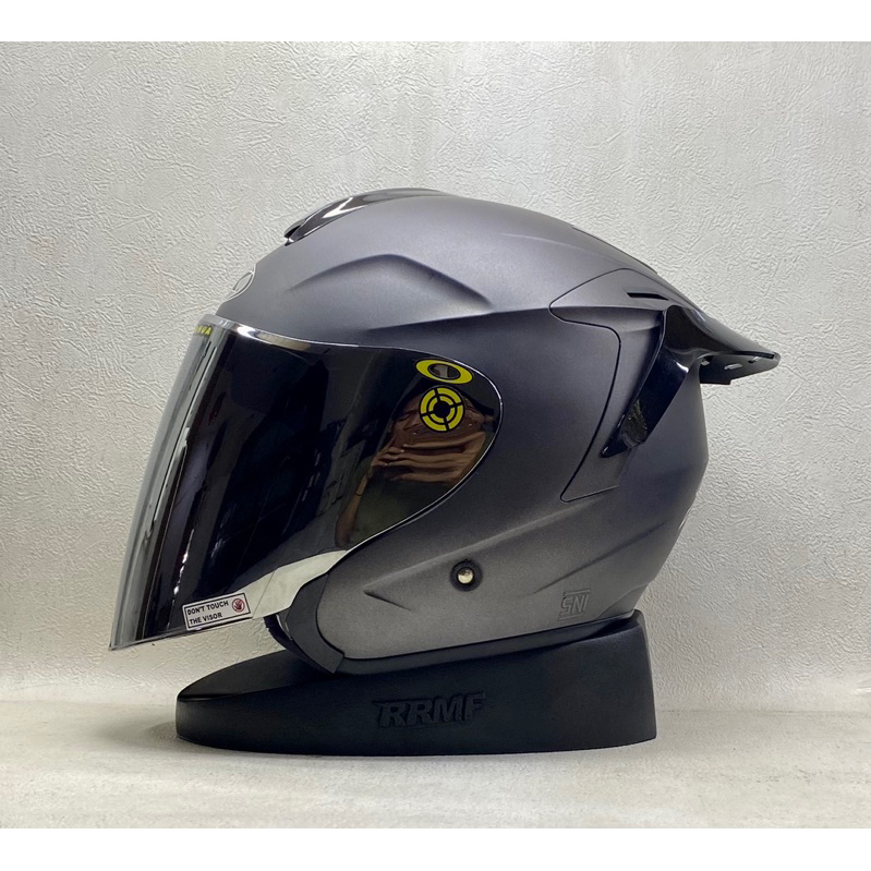 INK Dynamic Solid Gunmetal Doff II Paket Ganteng - Visor Iridium - Helm Half Face