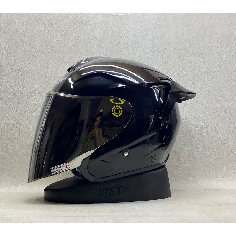 INK DYNAMIC Solid Black Glossy || Paket Ganteng Visor Iridium - Helm Half Face