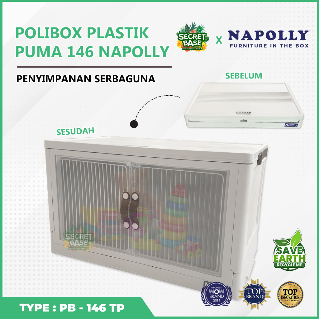 NAPOLLY POLIBOX 146 SUSUN 1 + RODA - Almari Plastik / Bok / Lemari Jumbo