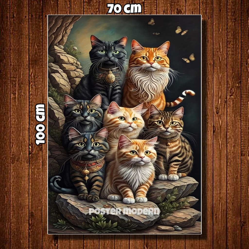 HIASAN DINDING POSTER GAMBAR KUCING 3D ART UKURAN BESAR #02 / POSTER KUCING GAMBAR ANGGORA / POSTER 