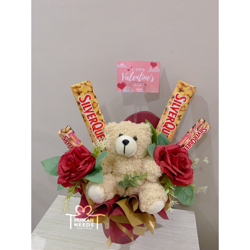 

Amora Blooming box curly teddy premium rose with cokelat silverqueen