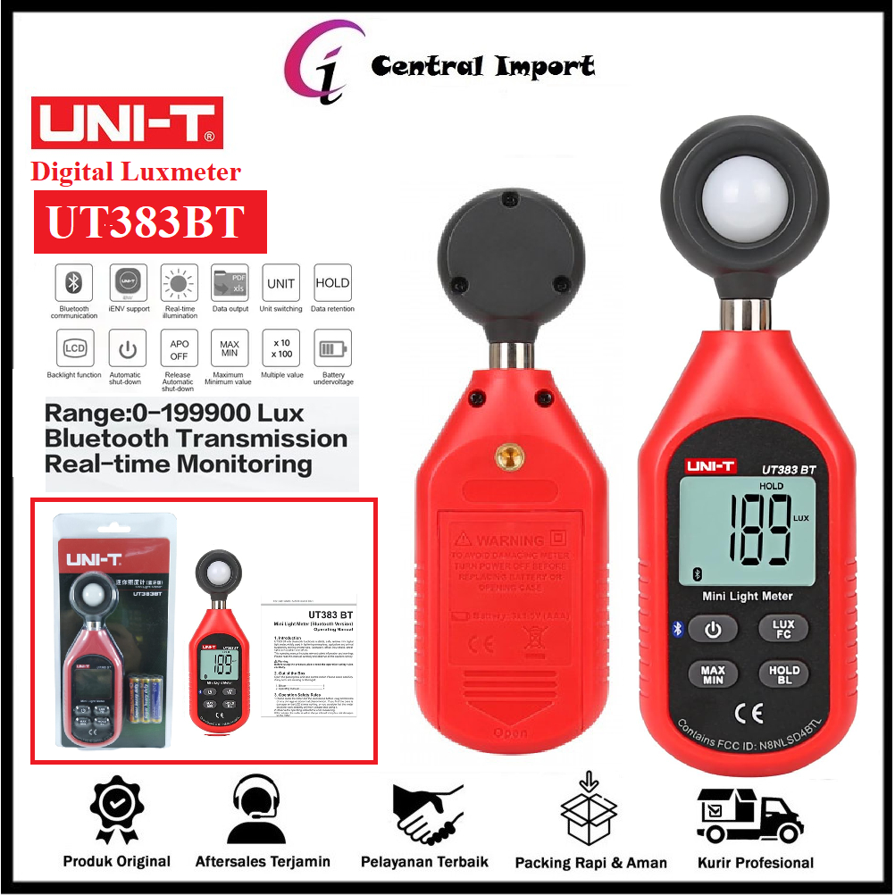 UNI-T UT383BT Digital Luxmeter Mini Light Meter Alat Ukur Cahaya Meter UT383BT