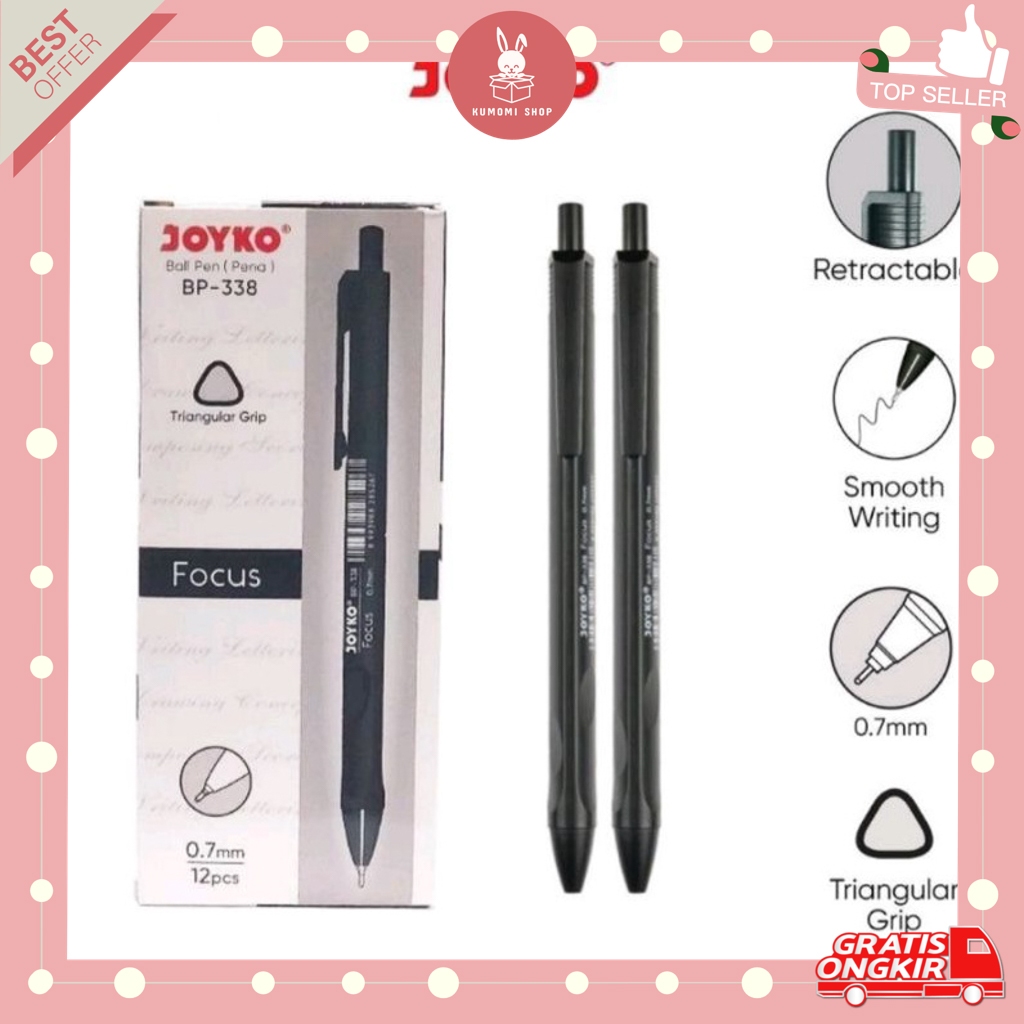 

KUMOMI - KUMOMI - Pulpen Joyko Vocus BP-338 0.7mm / Ballpoint Lusinan 12pcs / Pen Click / Perlengkapan Kantor / Perlengkapan Sekolah