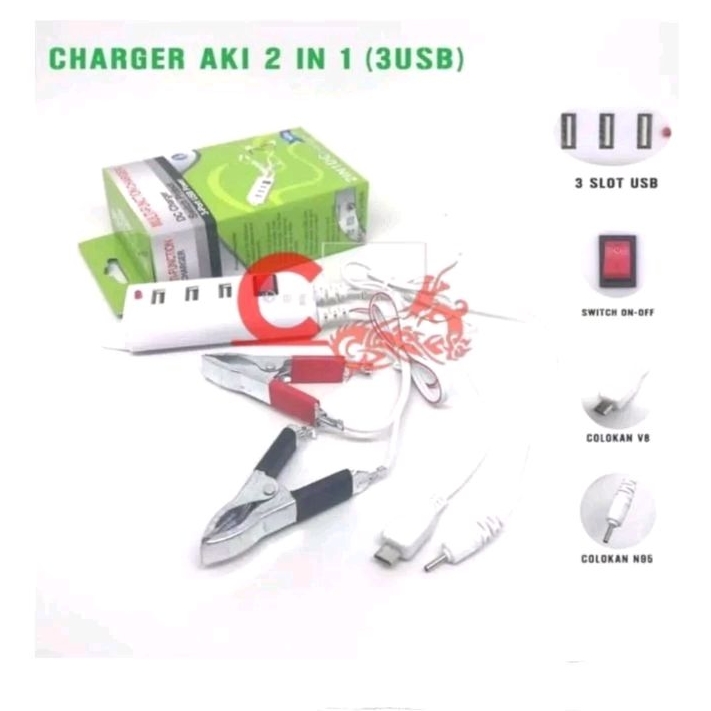 CHARGER AKI MOTOR 2 IN 1 3 USB CHARGER MOTOR 2IN1 3USB
