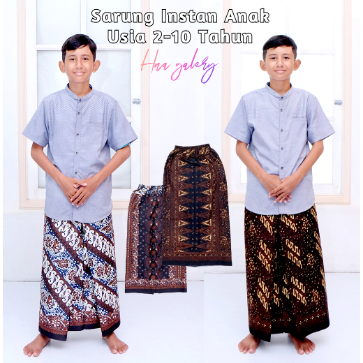 Sarung Instan Anak Usia 2-10 Tahun Motif Batik Gus Iqdam Sarung Anak Model rok