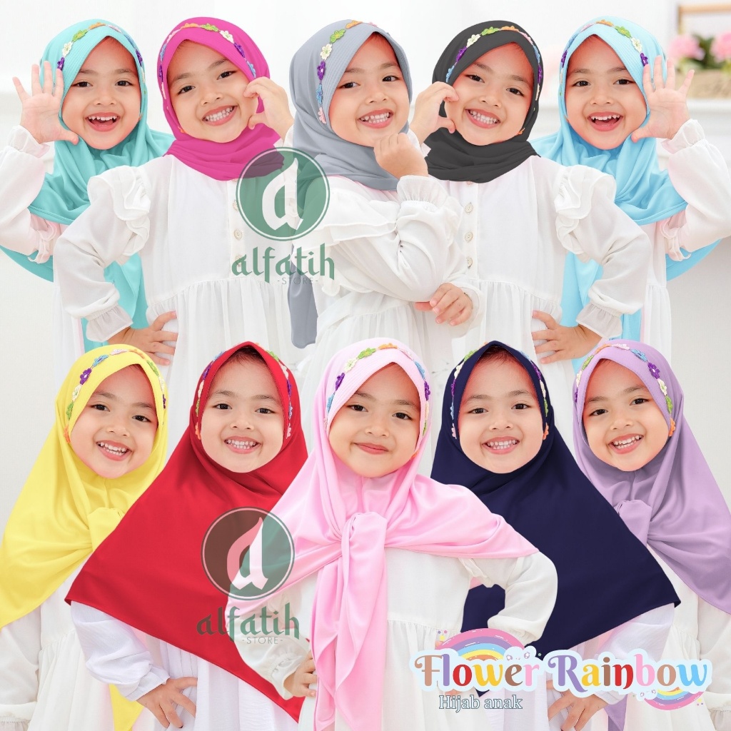 BISA COD HIJAB SEGITIGA ANAK PEREMPUAN VARIASI PED MELATI RAINBOW MURAH USIA 2-7 TAHUN JILBAB PAUD T