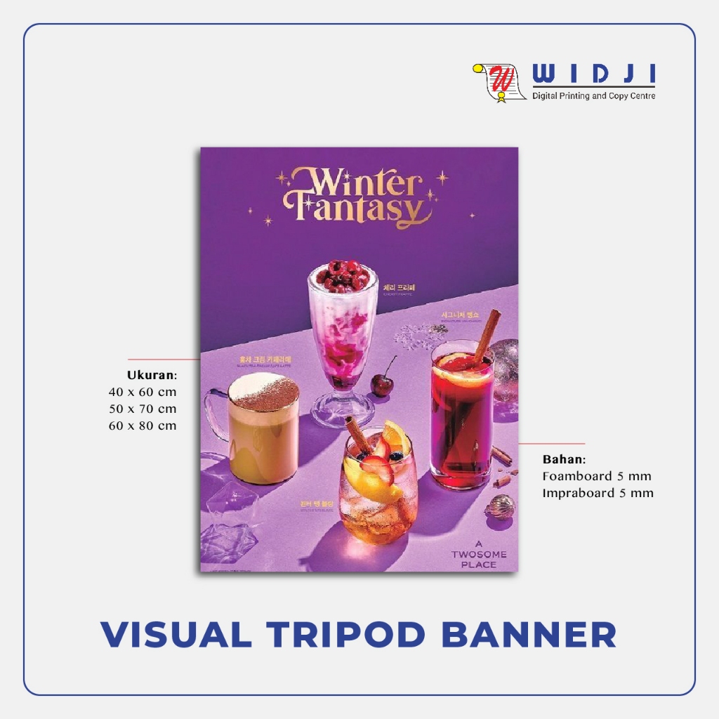 Print/Cetak Layar/Tampilan/Visual Tripod Banner / Papan Simbolis Ukuran 40x60 / 50x70 / 60x80 cm (Ta
