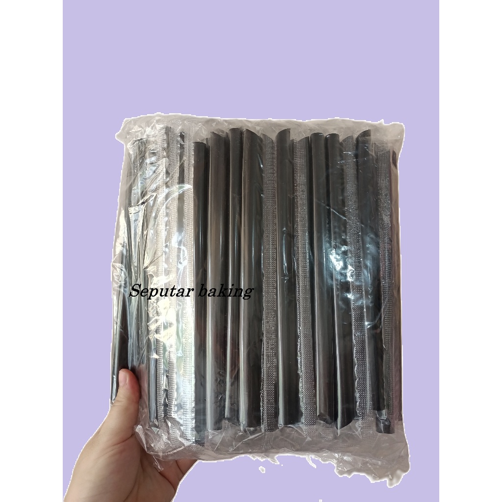 Sedotan Boba hitam Polos (100pcs) / Lubang Besar
