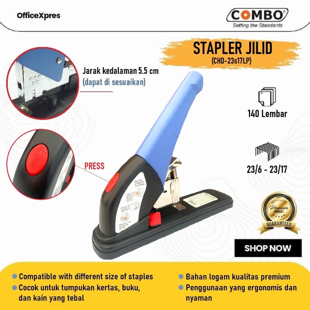 

Less efort Heavy Duty /Jepretan / Alat Stapler Jilid Besar 23S17 LP HD 12N/24 / Hekter sejenis JOYKO