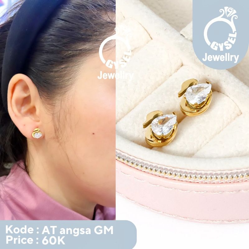 AT Angsa GM - Anting Tusuk Giwang Titanium Angsa Mata Gold