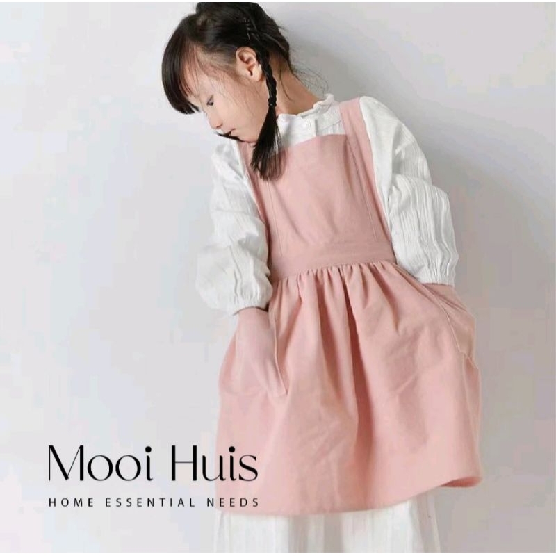 MOOI ROSE Apron Korea Anak/Apron Anak Chef/Apron Anak Melukis/Celemek Masak Anak/Pinafore Anak/