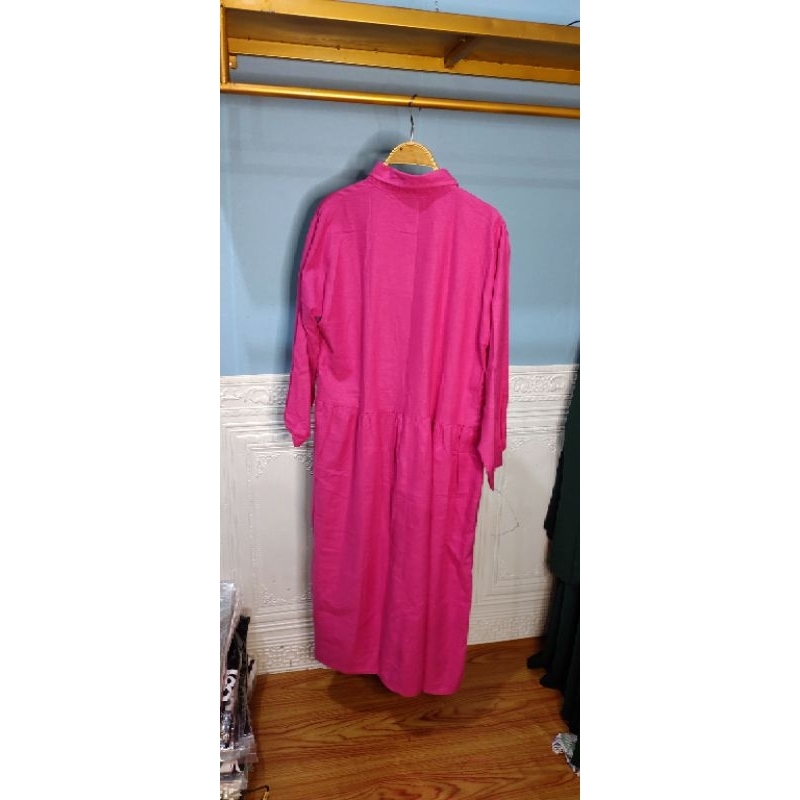 Dress midi katun linen