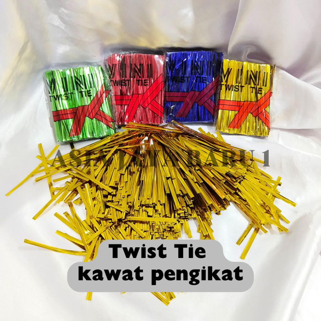 

Isi 100 Pcs Twist Tie / Pita Kawat Pengikat Souvenir Snack / Pita Kawat Panjang 8 cm