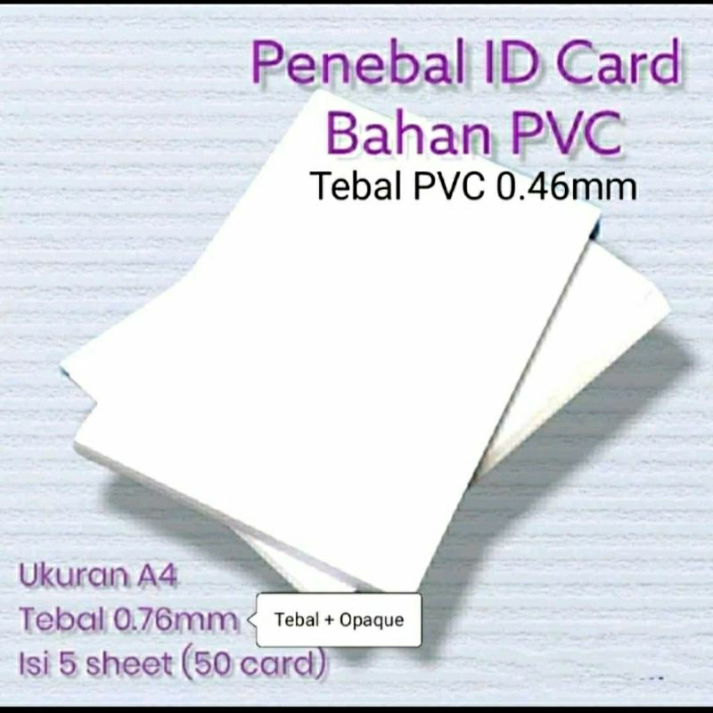 

RB Bahan PVC ID CARD tulang tengah ada lem di kedua sisi. untuk KTP, Kartu Pegawai dll. 1 pak isi 5