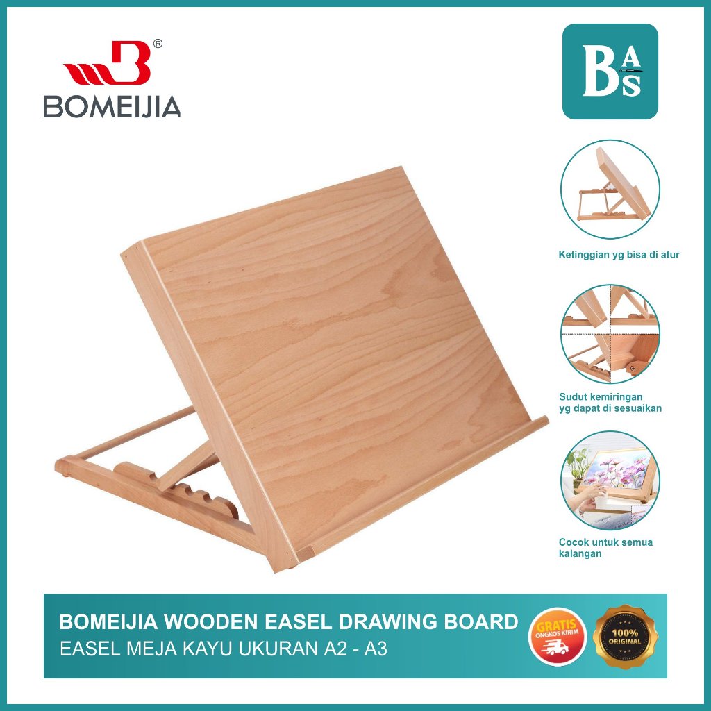 

Bomeijia - Easel Papan Kayu - Wooden Drawing Board - Meja Kayu Melukis - Bali Art Supplies