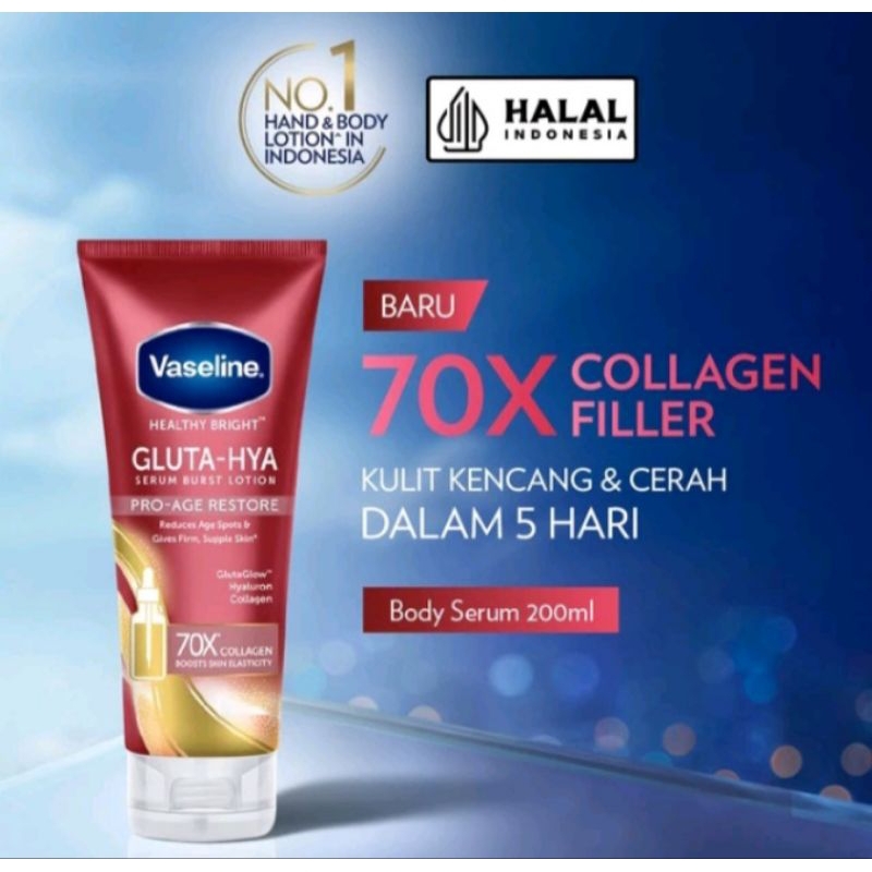 NEW PRODUK VASELINE HEALTHY BRIGHT GLUTA-HYA PRO-AGE 200ML ICONIC GIRL
