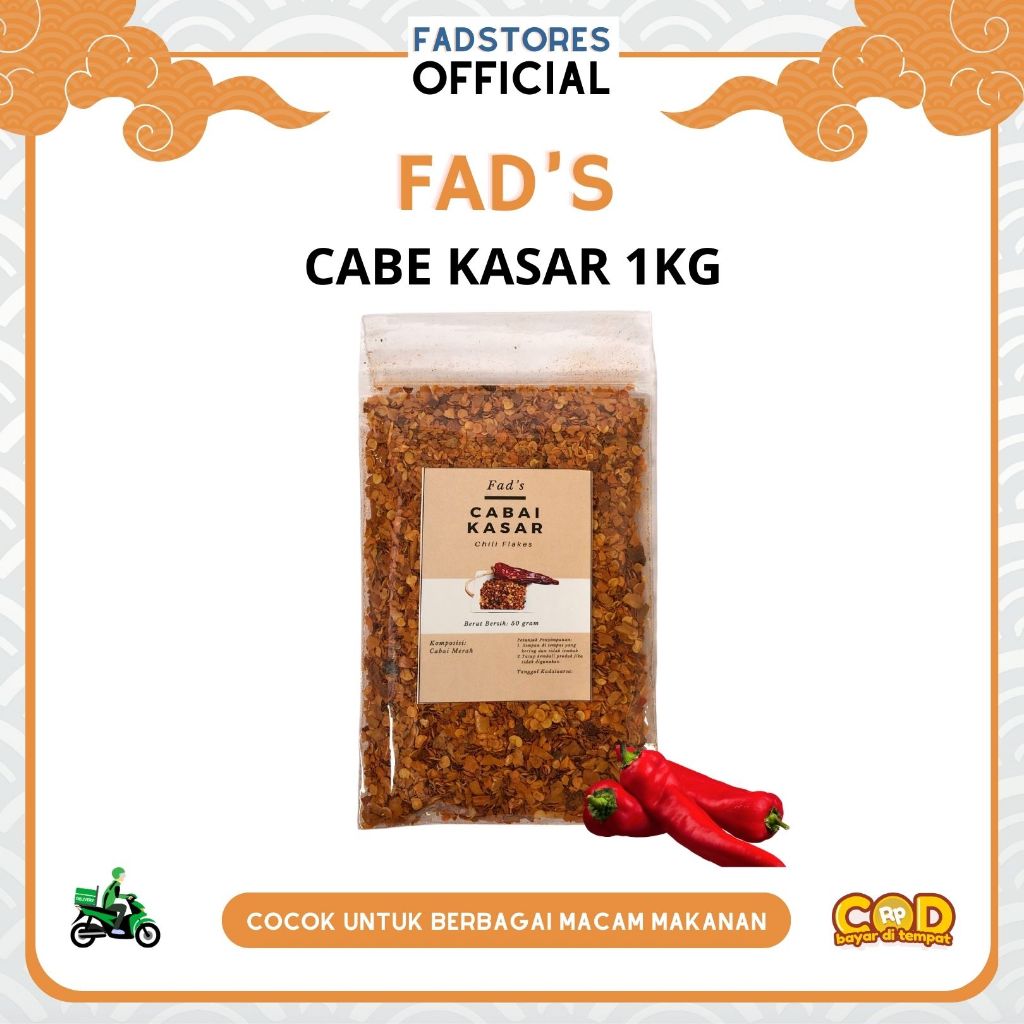 

Cabai kasar 1kg - Chili Flakes 1kg - Fad's Rempah Bubuk - Rempah JSR