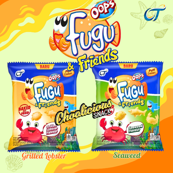 

OOPS FUGU & Friends Biskuit Rasa Garlic Butter/Choco Blast/Seaweed/Grilled Lobster Ecer @20gram