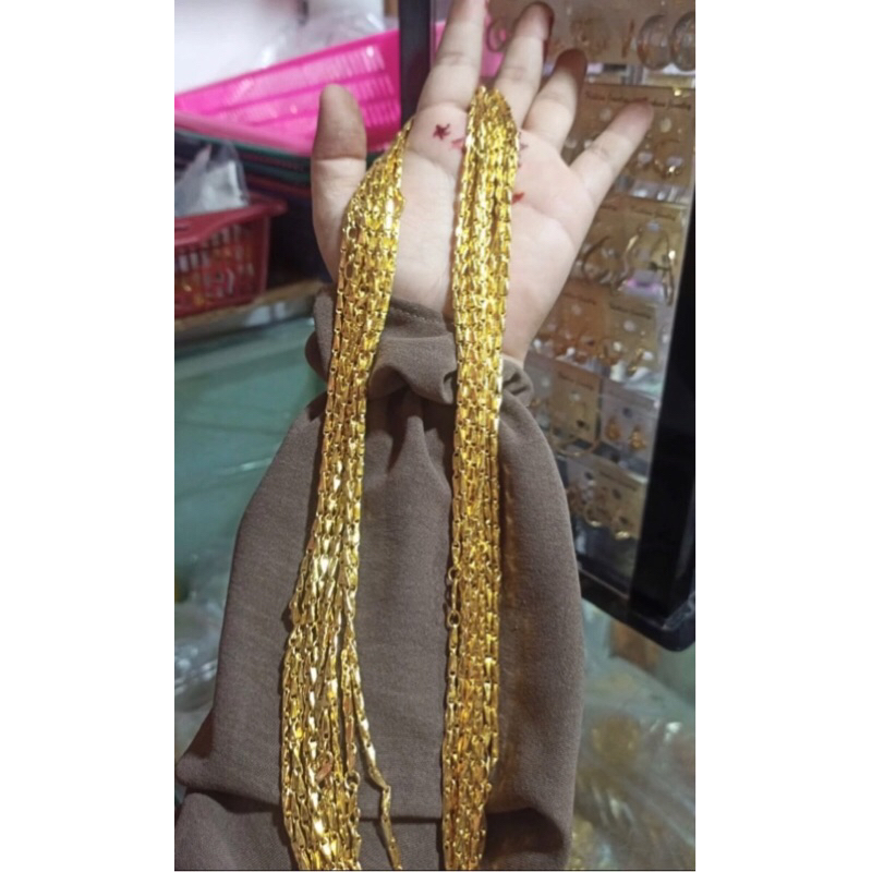 rantai kalung padi lapis emas 24k
