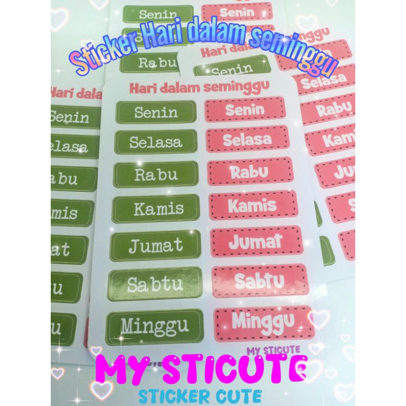 

(Isi 4 lembar)My StiCute Sticker Sheet Nama Hari dalam Seminggu Vol.1