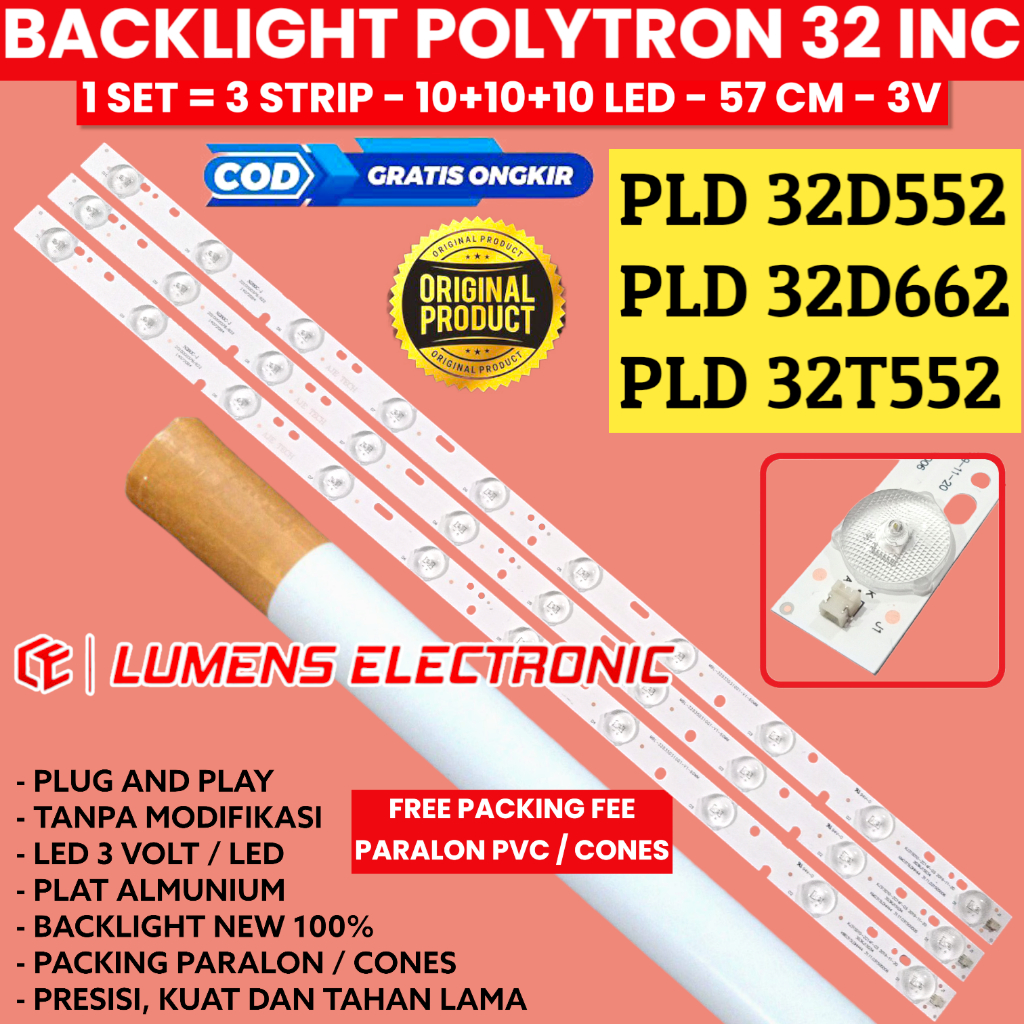 BACKLIGHT TV LED POYTRON 32 INC PLD 32D552 32T552 32D662 PLD32D552 PLD32T552 PLD32D662 LAMPU BL 10K 