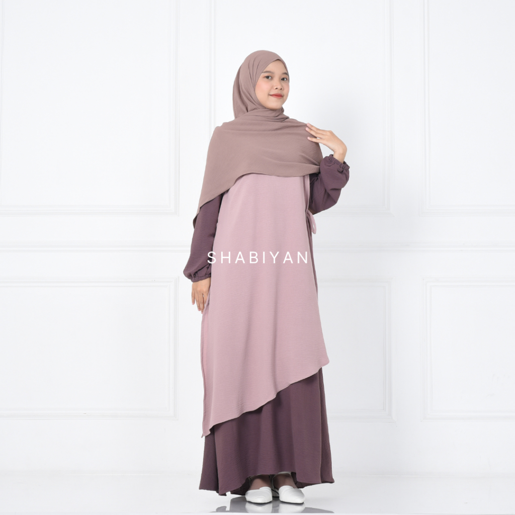Shabiyan 456 Gamis Set Dress | Dress 2 in 1 | Muslimah Outer Dress | Xania-Mocca