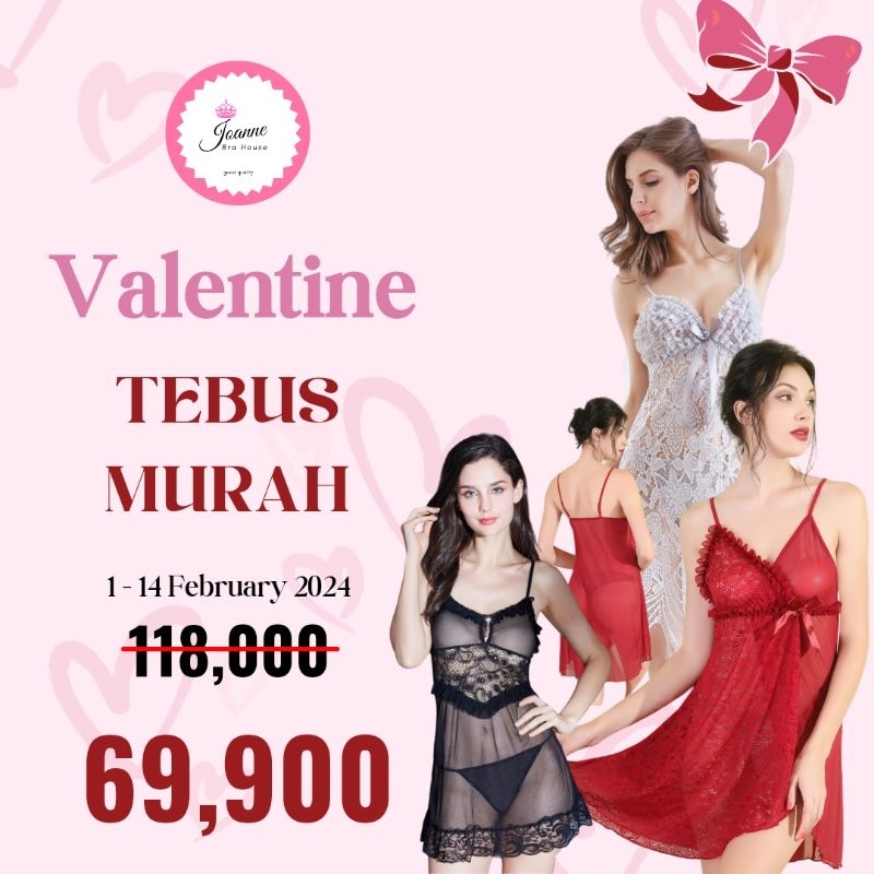 [TEBUS MURAH VALENTINE] Elena Lingerie Wanita Pakaian Sexy Seksi Pakaian Tidur - FREESIZE